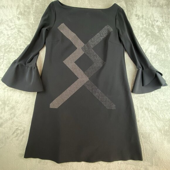 Chiara Boni La Petite Robe Sheath Dress‎ 46 Black Trina Ruffle Cuff Cocktail
